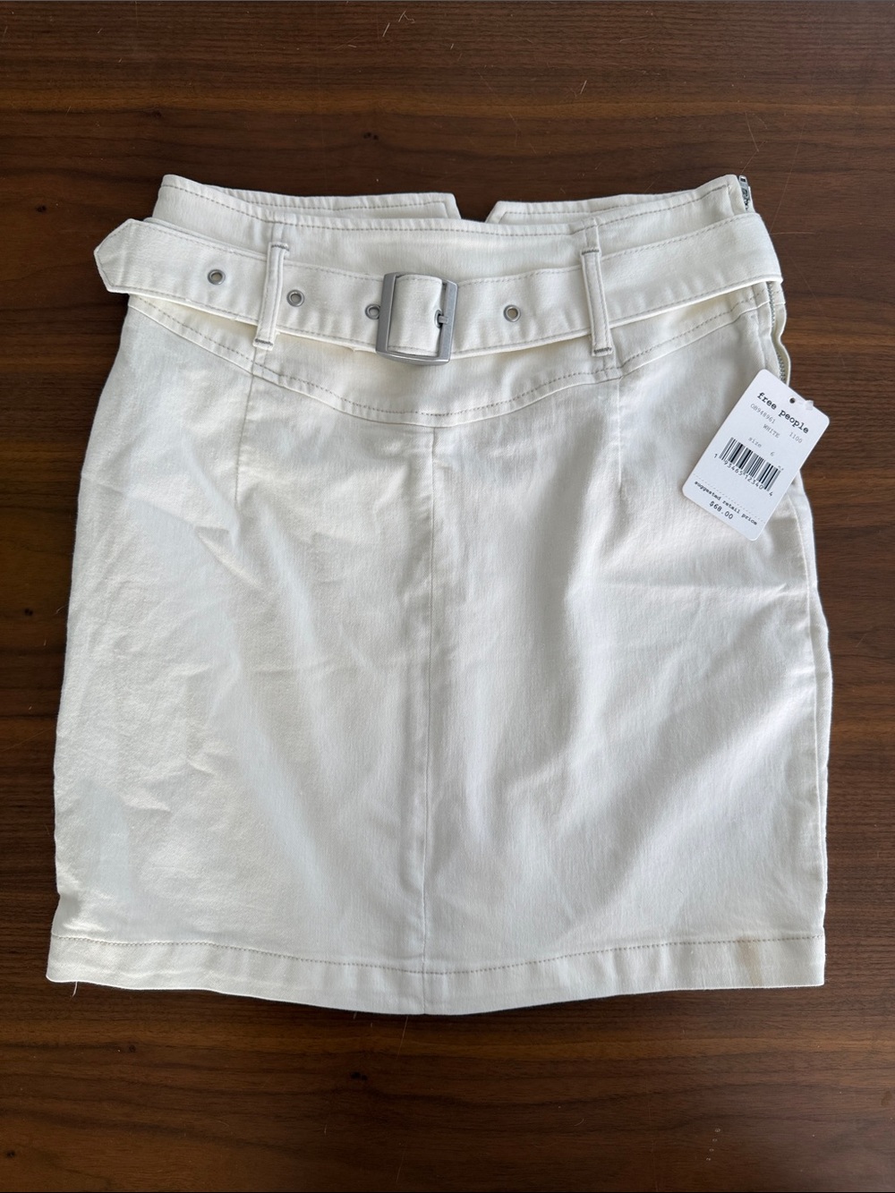 Free People Ivory Belted Mini Skirt